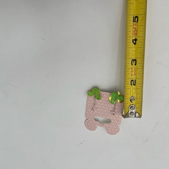 Green Glitter Mouse Earrings - Picture 4 of 6